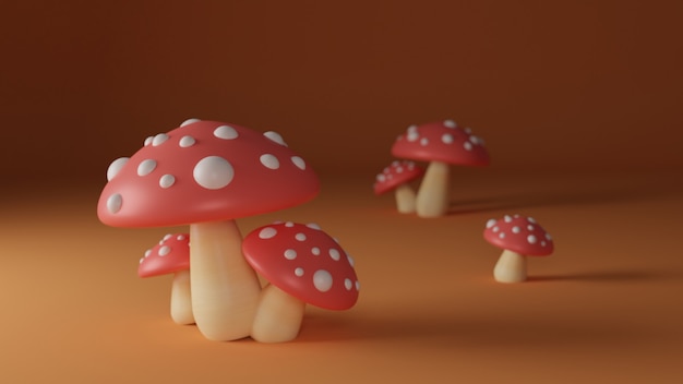 3d render mushrooms