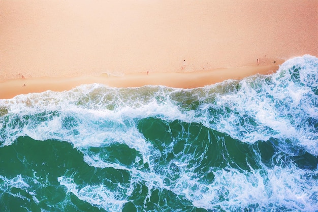 Foto rendering 3d di natura spiaggia tropicale mare con palme e l'oceano bella spiaggia di mare blu acqua