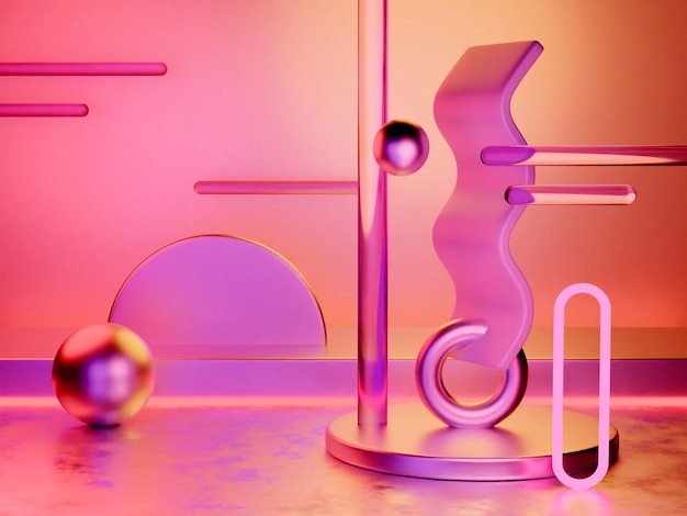 3d render of neon background