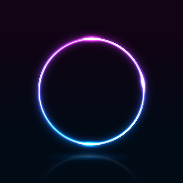 Photo 3d render neon bright blue and purple abstract glowing ring isolated on black background