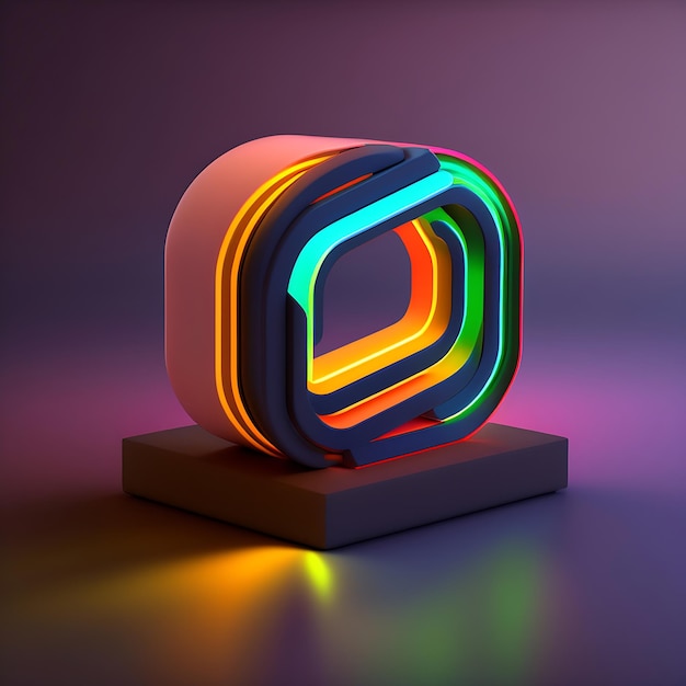 3d render neon icon ai generated