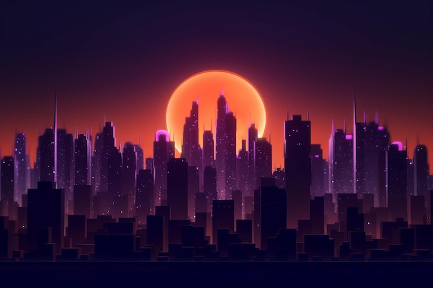 3D Render of a Neon Night Cityscape