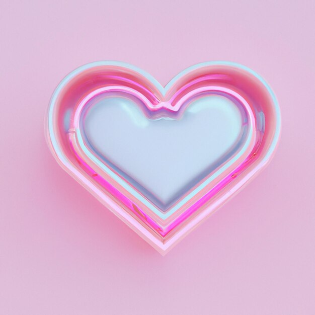 3d render neon pink heart symbol sign on pastel background create with generative ai technology	.