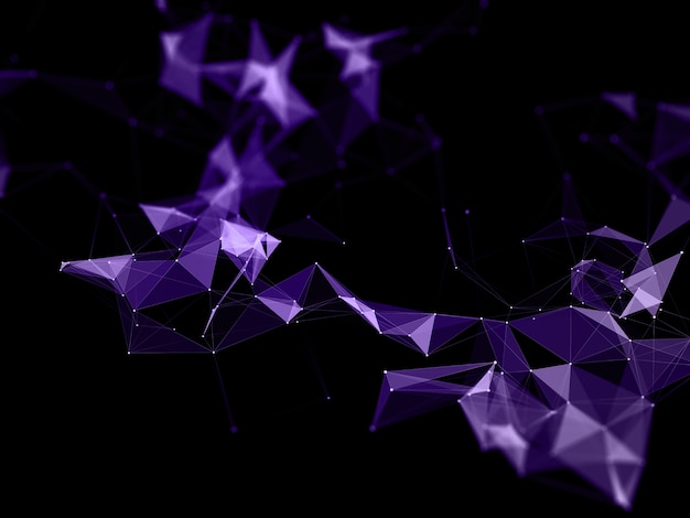 3D render of a network connections background with low poly design