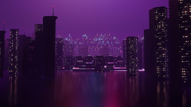 3d render of night city landscape concept light glowing scene\
night life technology network for 5g