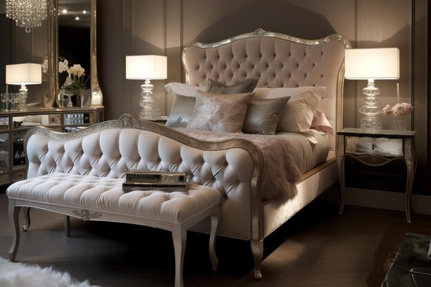 3d render Nordic style bedroom Luxurious bedroom in a neoclassical style Master bedroom interior in luxury apartment Modern bedroom interior with concrete walls Generative AI