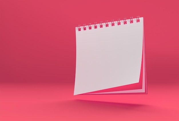 3D Render Notebook mock-up met schone blanco voor ontwerp en reclame, 3d illustratie perspectiefweergave.