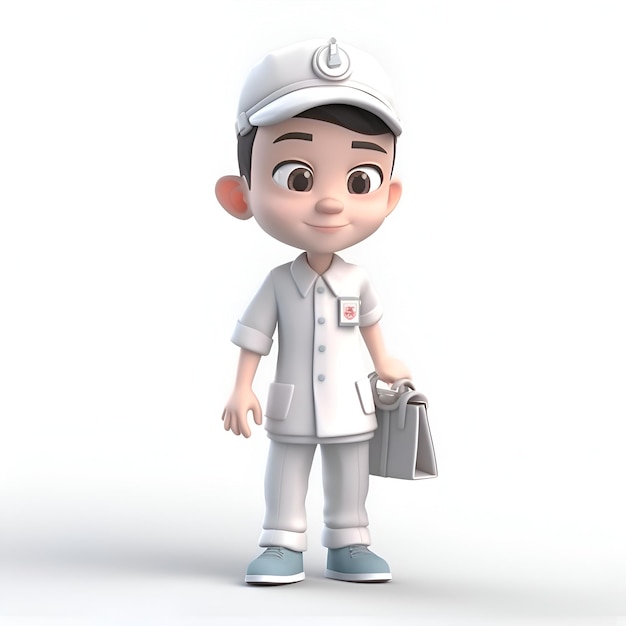 3D Render of a Nurse with a briefcase in his hand