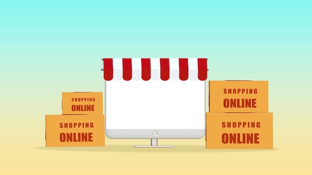 3d render object the concept of sale promotion and online marketing with clipping path