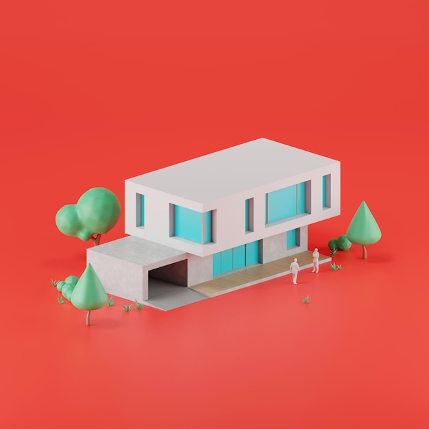 Фото 3d визуализация современного дома концепция недвижимости