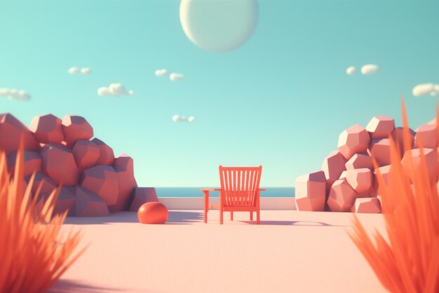 写真 夏をテーマにした背景風景の 3 d レンダリング