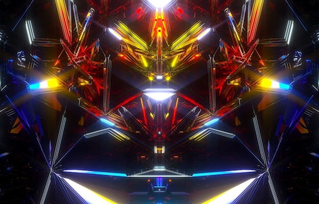 Фото 3d визуализация абстрактного искусства 3d фон с частью сюрреалистического инопланетного секретного фрактального механизма