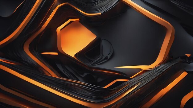 Фото 3d-рендер абстрактной подробной формы черного футуристического фона