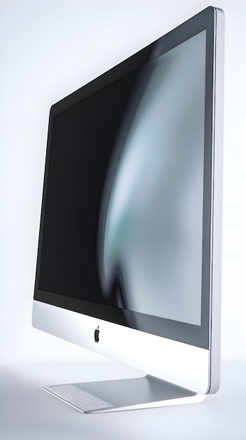 Фото 3d-рендер компьютерного монитора с черным экраном на белом фоне