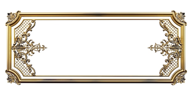 Фото 3d-рендер декоративных золотых винтажных рамок золотая барокковая рама на прозрачном фоне