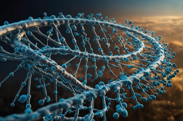 Фото 3d render of dna double helix structure