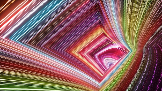 Фото 3d-рендер абстрактного геометрического фона гиперпространственного туннеля