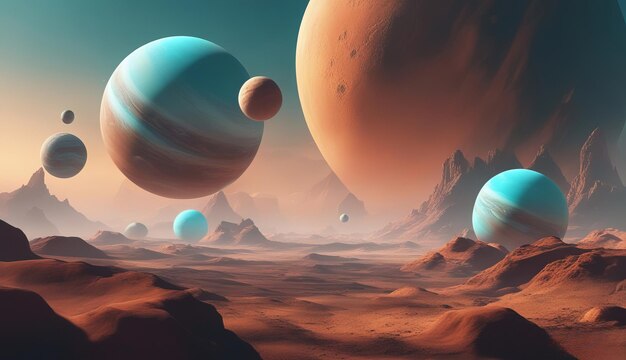 写真 砂漠の惑星の3dレンダリング 宇宙探査コンセプト aiによって生成された