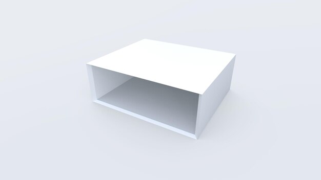 3d Render open blank box on white background