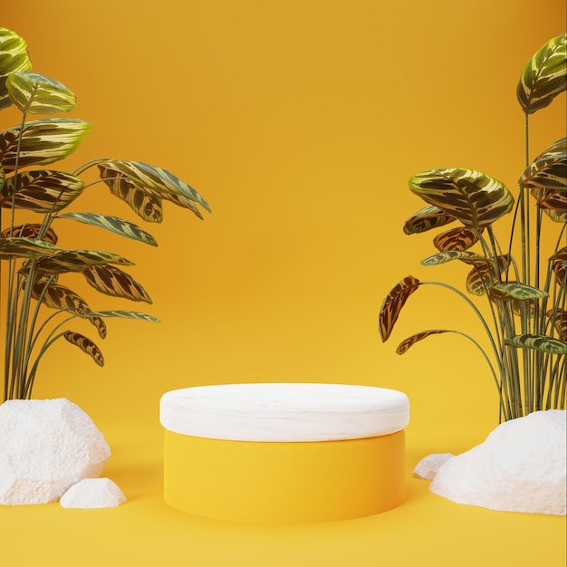 3D Render orange Nature Podium