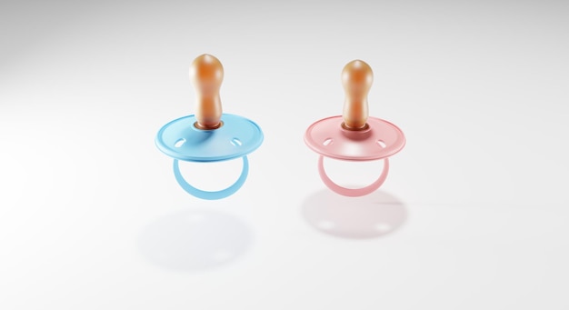 3d render A pacifier for a boy and for a girl An element for children's themes 3d illustration