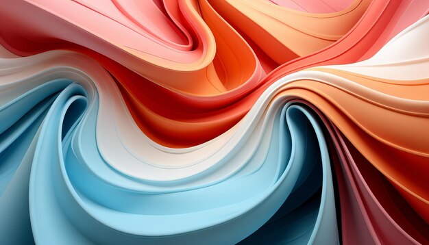 3D render papier lint rollen abstracte vormen pastel mode achtergrond werveling scroll curl spiraal