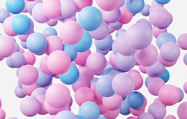 3d render of pastel ball soaps bubbles blobs that floating on the air with fluffy clouds and ocean Romance land of dream scene Natural abstract dreamy sky