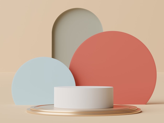 3d render pastel earth tones minimal podium for mock up and showing products