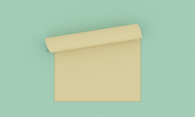 3d render pastel note paper curl corner page curl Creative design to reveal message office memo