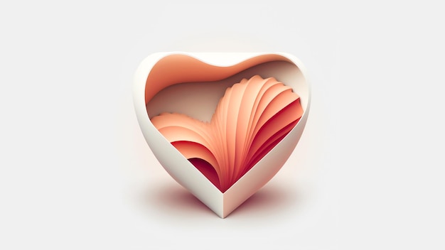 3D Render Pastel Soft Color Layered Heart Shape