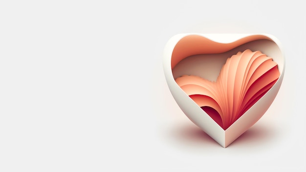 3D Render Pastel Soft Color Layered Heart Shape