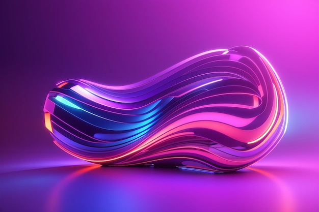 3d render perfect shape aesthetic colorful background with abstract shape glowing in ultraviolet spectrum curvy neon lines futuristic energy concept