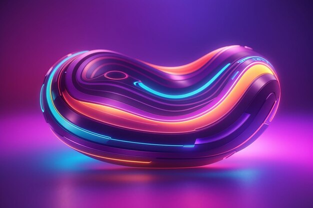 3d render perfect shape aesthetic colorful background with abstract shape glowing in ultraviolet spectrum curvy neon lines Futuristic energy concept