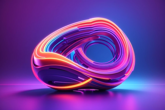 3d render perfect shape aesthetic colorful background with abstract shape glowing in ultraviolet spectrum curvy neon lines Futuristic energy concept