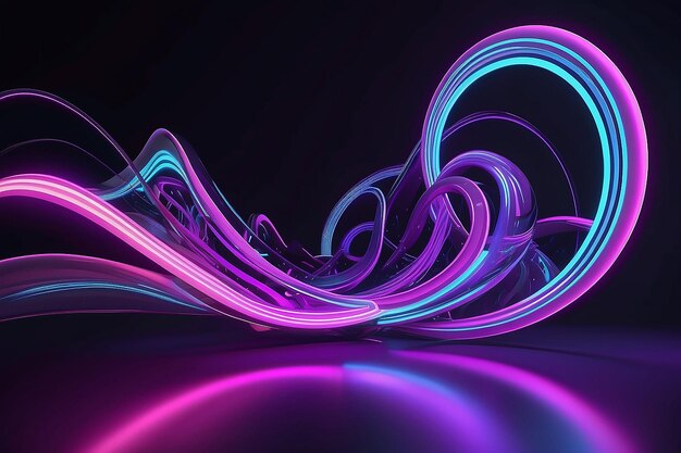 Photo 3d render perfect shape aesthetic colorful background with abstract shape glowing in ultraviolet spectrum curvy neon lines futuristic energy concept