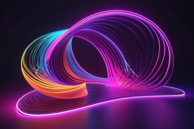 3D render perfecte vorm esthetische kleurrijke achtergrond met abstracte vorm gloeiend in ultraviolet spectrum bochtige neonlijnen Futuristisch energieconcept