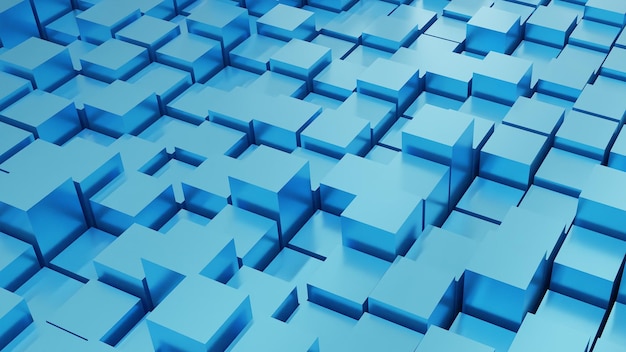 3d render perspective  blue  box background