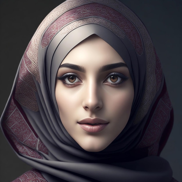 3d render photo realistic muslim girl in hijab