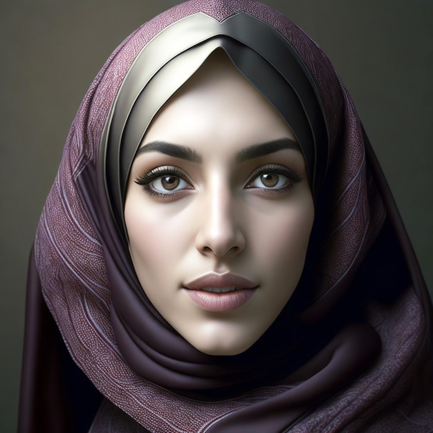 3D 렌더링 사진 현실적인 히자브를 입은 무슬림 소녀
