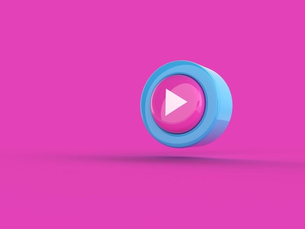 Photo 3d render of pink and blue play button