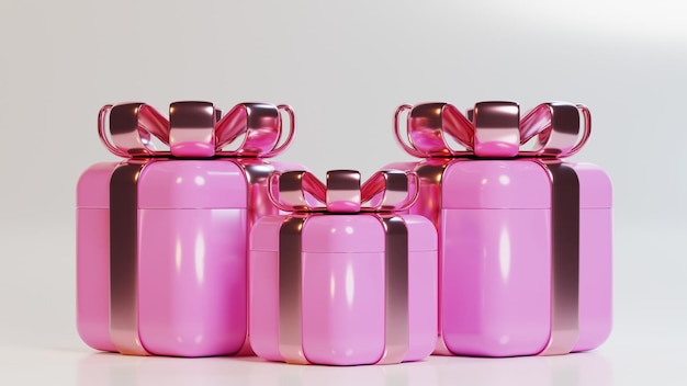 3d 렌더링에 흰색 배경에 고립 된 3d 렌더링 핑크 선물 상자