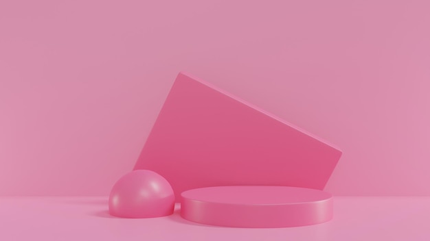 3d render of pink pastel podium pastel pink and pink geometric platform minimal pink wall scene