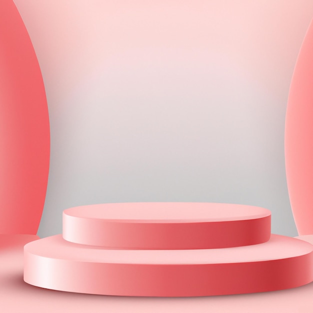 3d render pink podium platform display product for cosmetic product create with generative ai technology	.