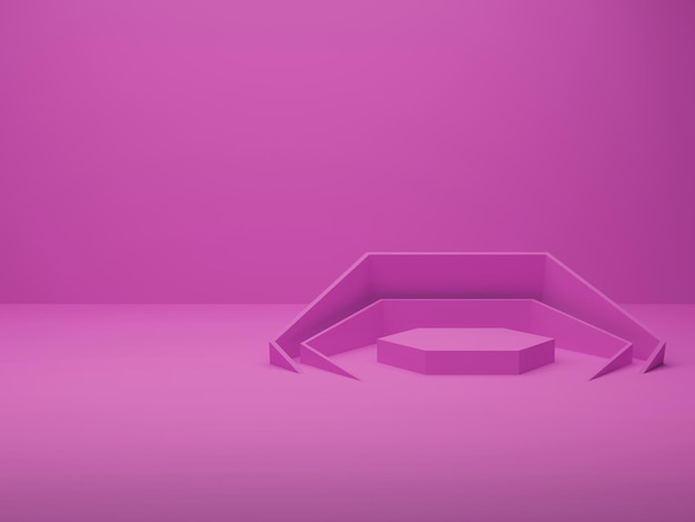 3d render pink wall with a podium