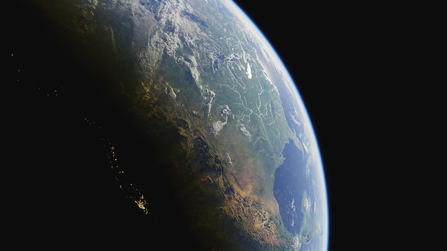 3D render of the planet Earth Dark and light side High resolution The concept of business climate global problems of overpopulation IT technologies communications