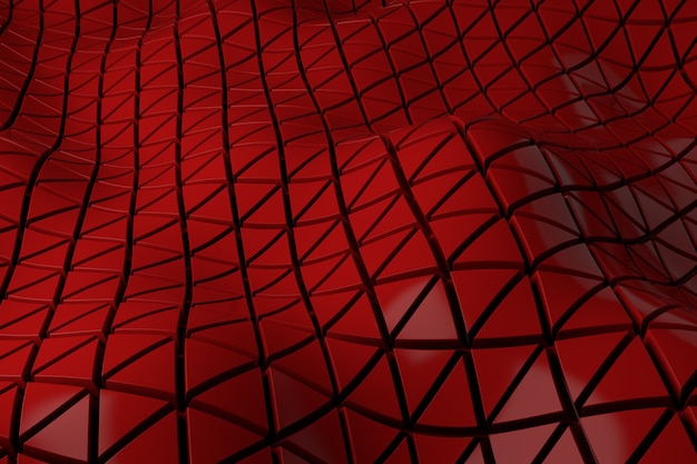 3d render plastic background with reflections. Displacement surface. Random patterns extruded from the wavy shape.