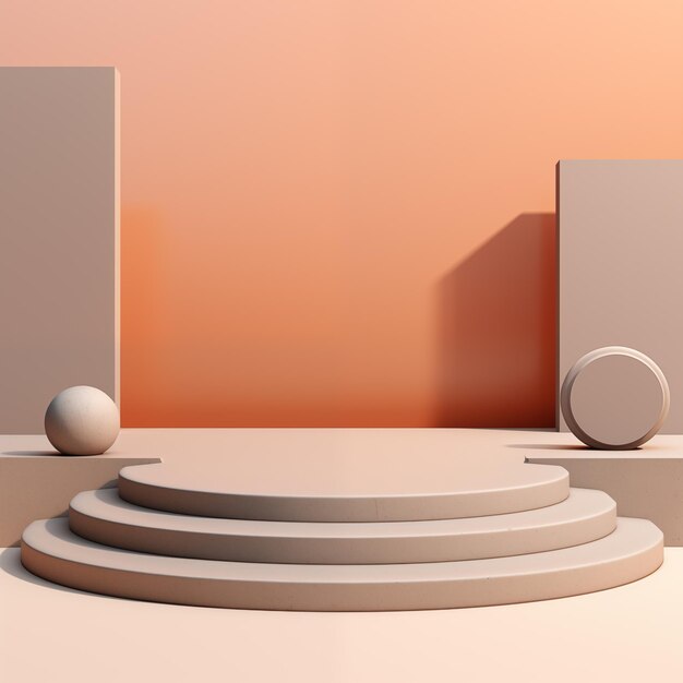 3d render of an podium on beige background