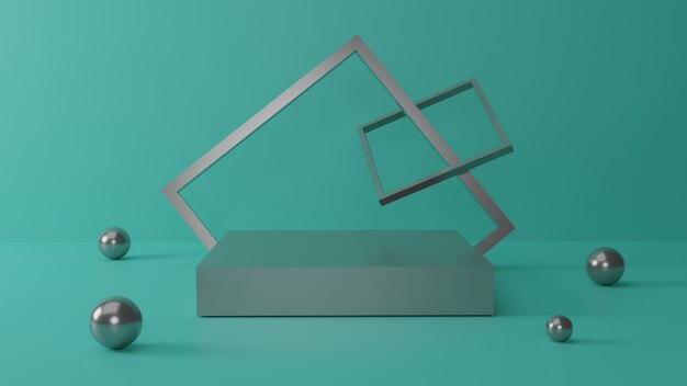 3d render podium design abtract shape for presentation