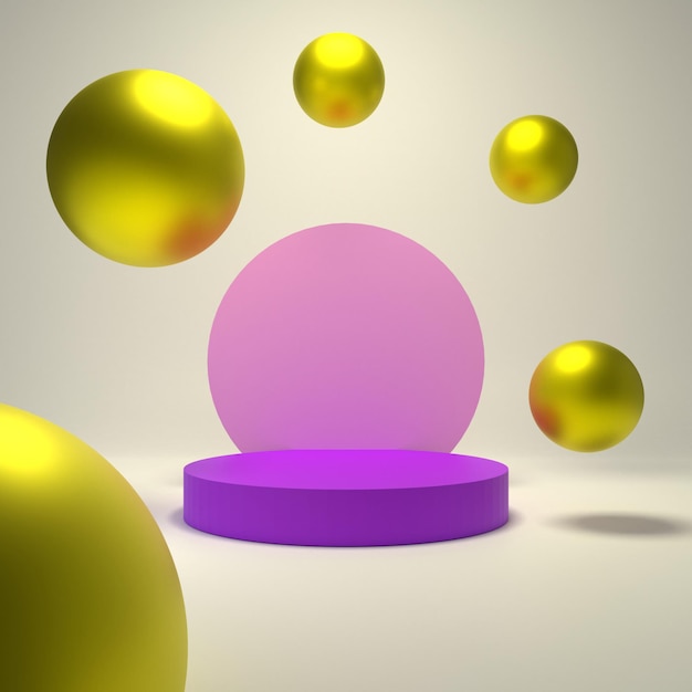 3d render podium met ballonnen