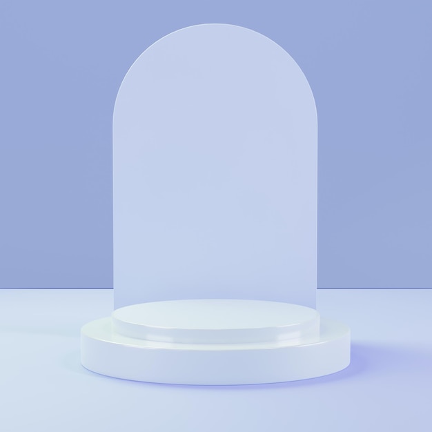 3d render podium product display minimalist blue pastel theme